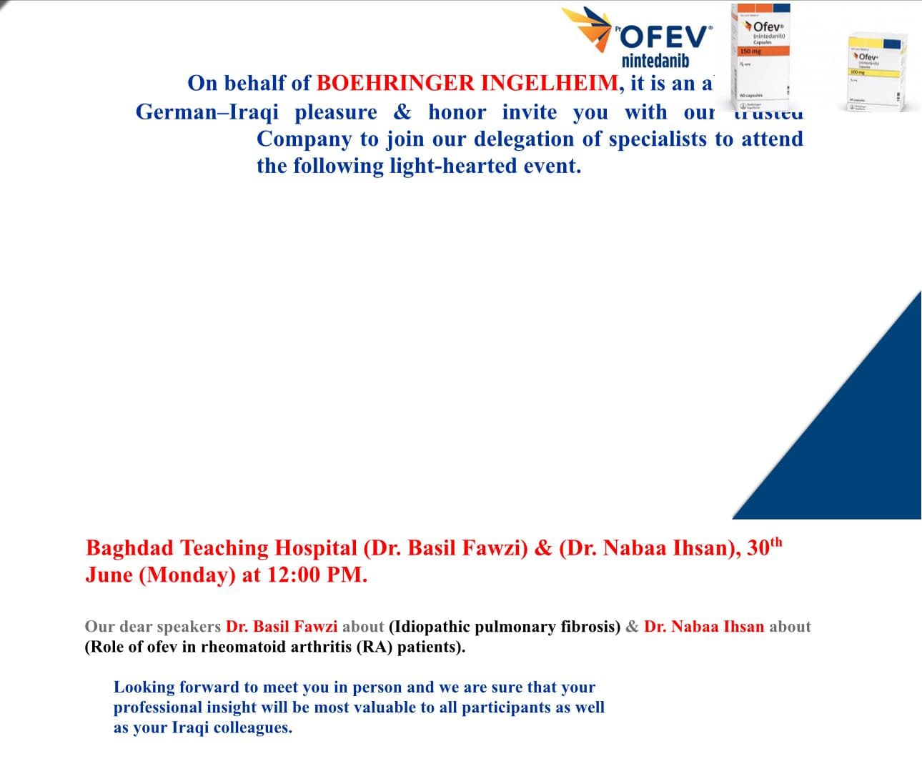 A symposium at the Medical City on ILD sponsored by Boehringer Ingelheim