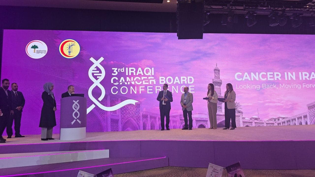 A scientific session for the Iraqi League for Bone and Joint Health at the Iraqi Cancer Board Conference on October 3, 2025.